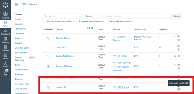 Canvas Admin: Course Level
