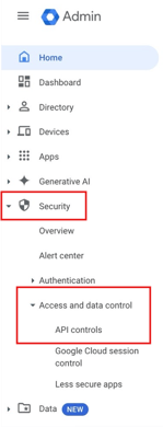 Security > Access and data control