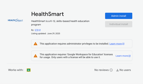 HealthSmart Add-On in Google Marketplace