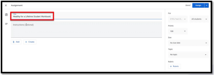 Assignment name