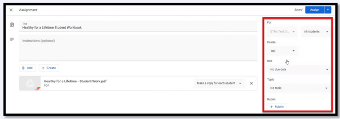 Adjust assignment settings